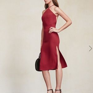 Reformation Fifi High Neck Open Back Midi Dress